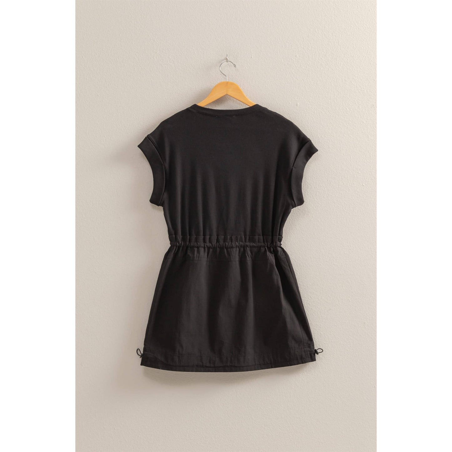 Short Sleeve Elasticized Waist Mini Dress