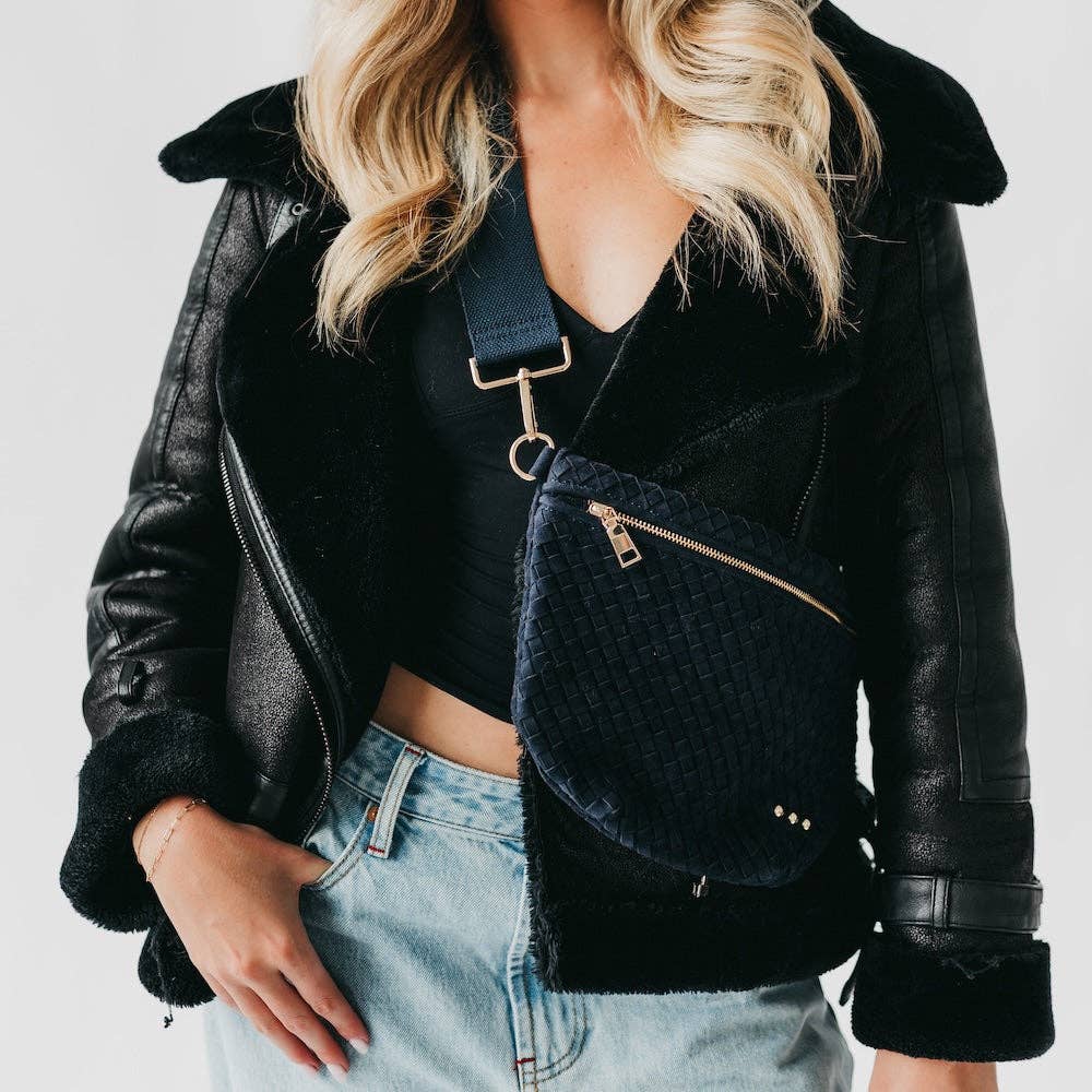 Wine Suede Westlyn Woven Bum Bag