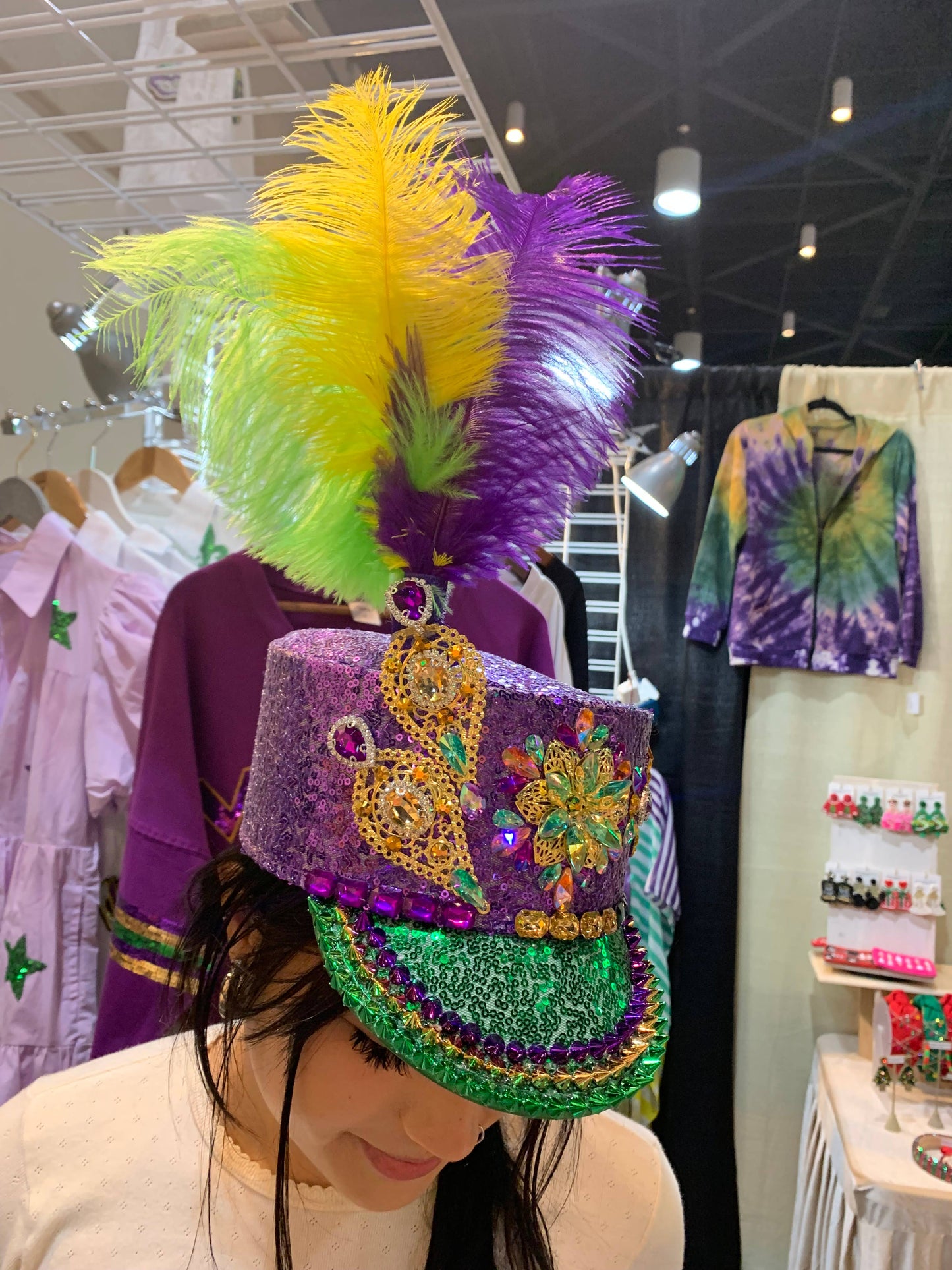 Mardi Gras sequin/stone marching hat