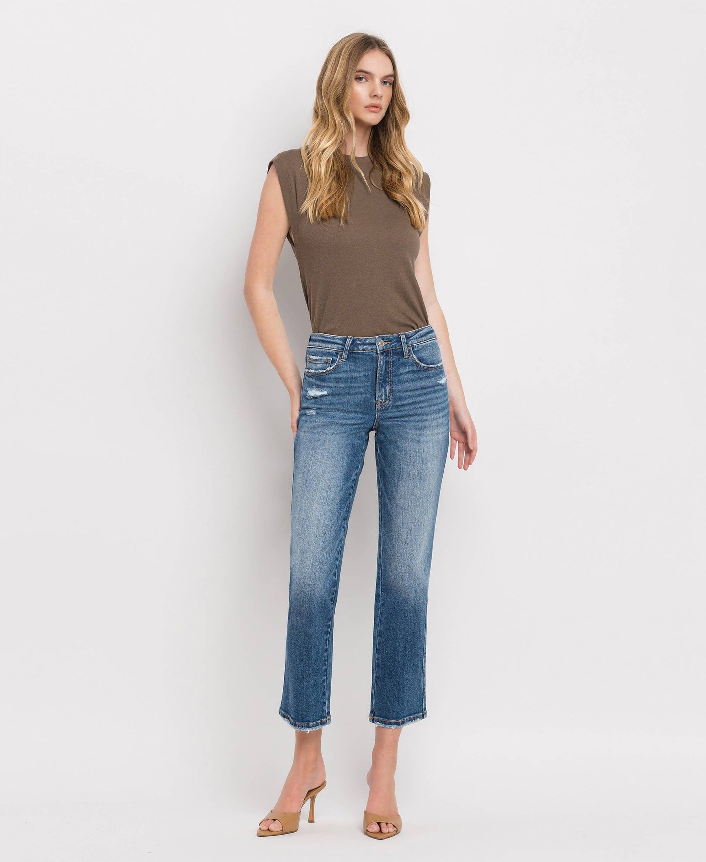 HIGH RISE CROP STRAIGHT JEANS