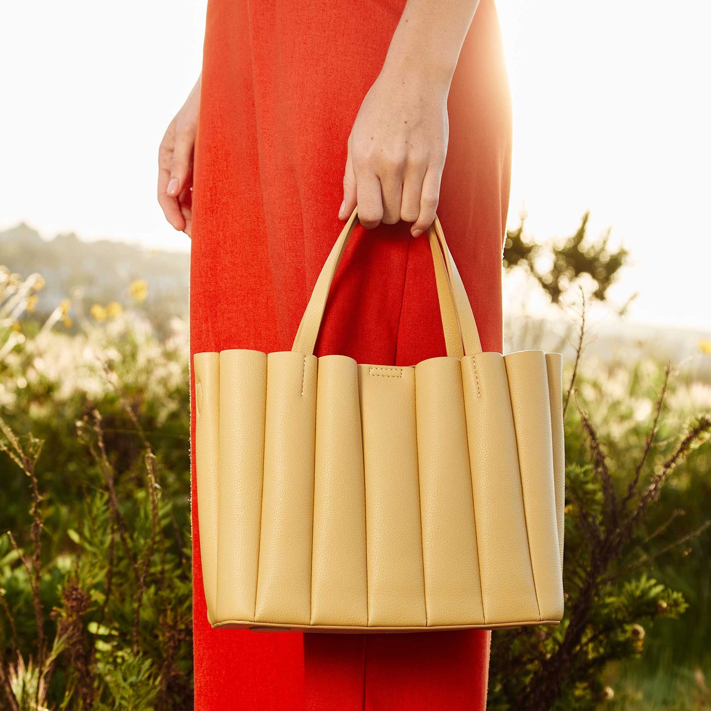 Adela Yellow Recycled Vegan Leather Tote Bag
