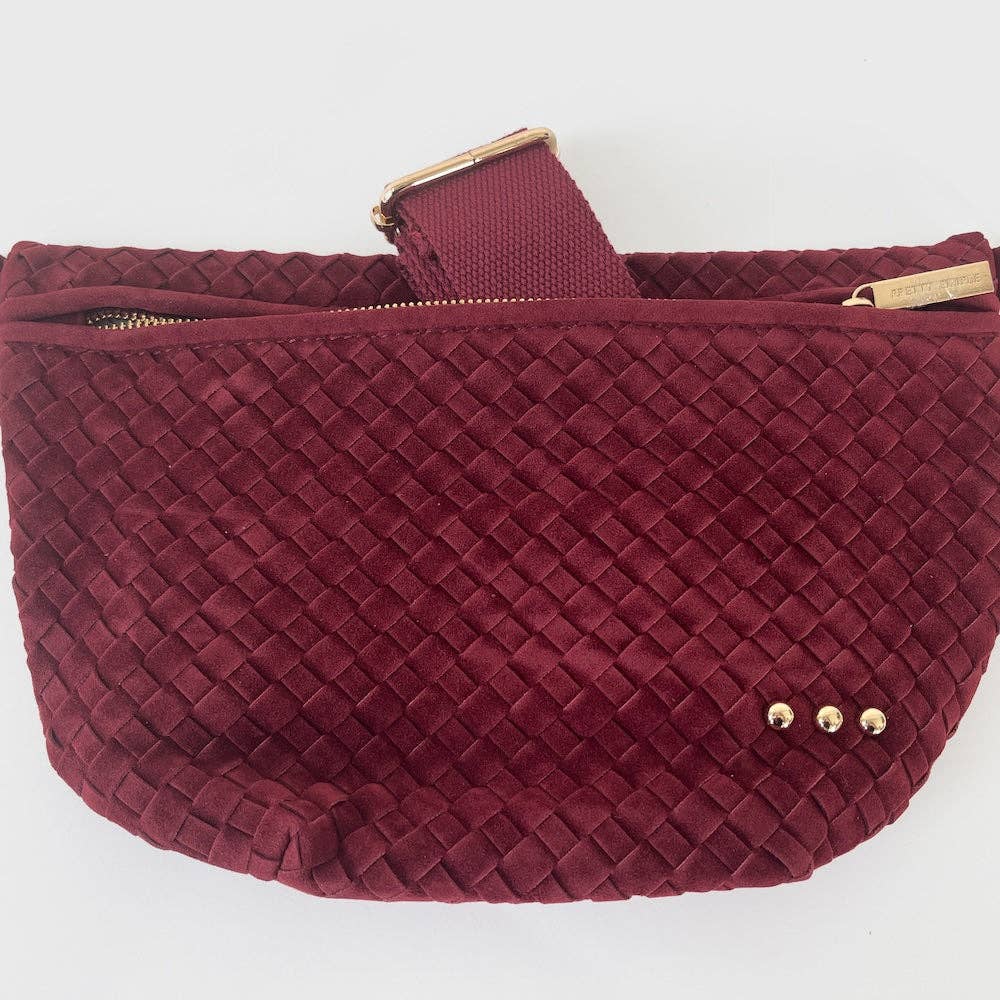 Wine Suede Westlyn Woven Bum Bag