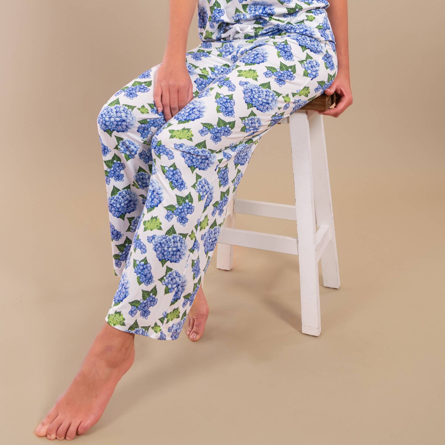 Blue Hydrangea Pajama Set (Top and Pants)