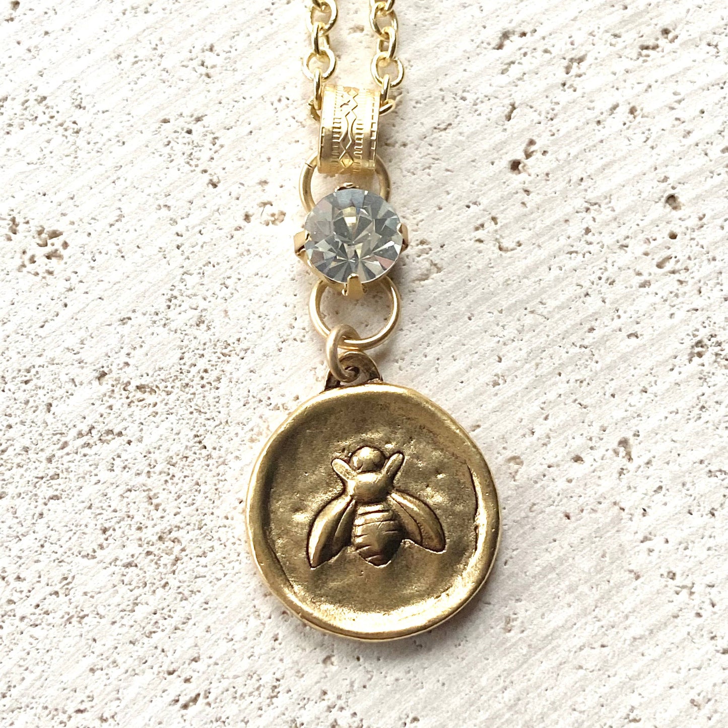 French bee with Crystal necklace