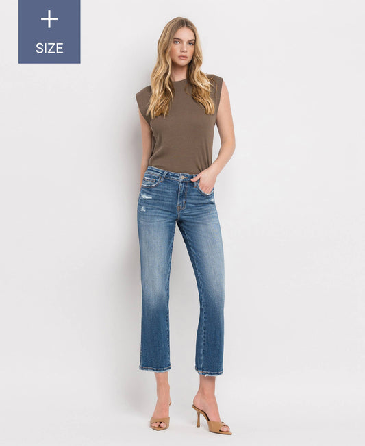 Curvy High Rise Crop Straight Jeans