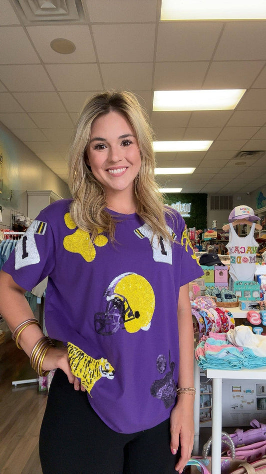 Purple Tiger Game Day Sequin T-Shirt
