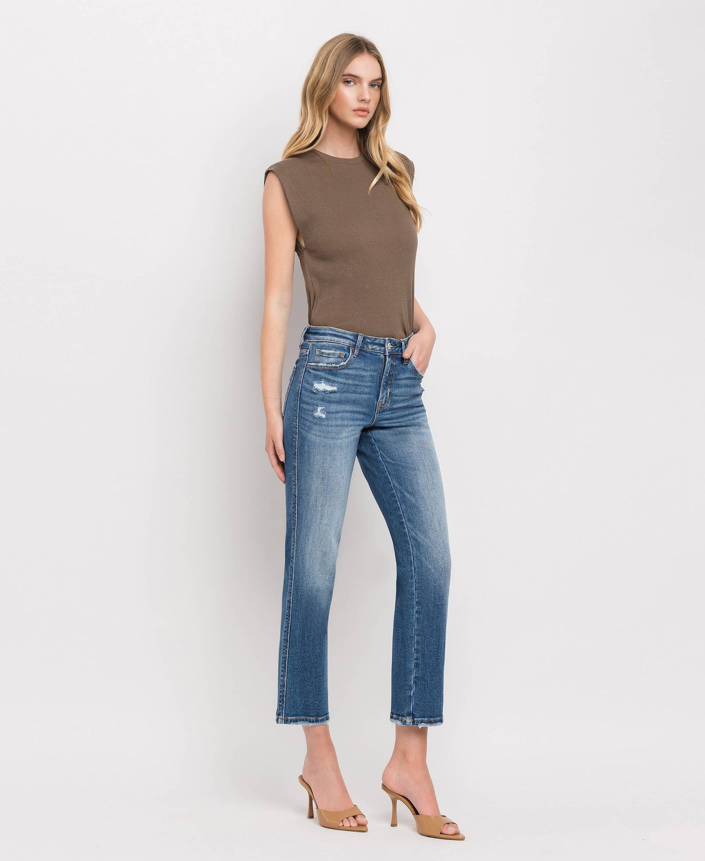 HIGH RISE CROP STRAIGHT JEANS