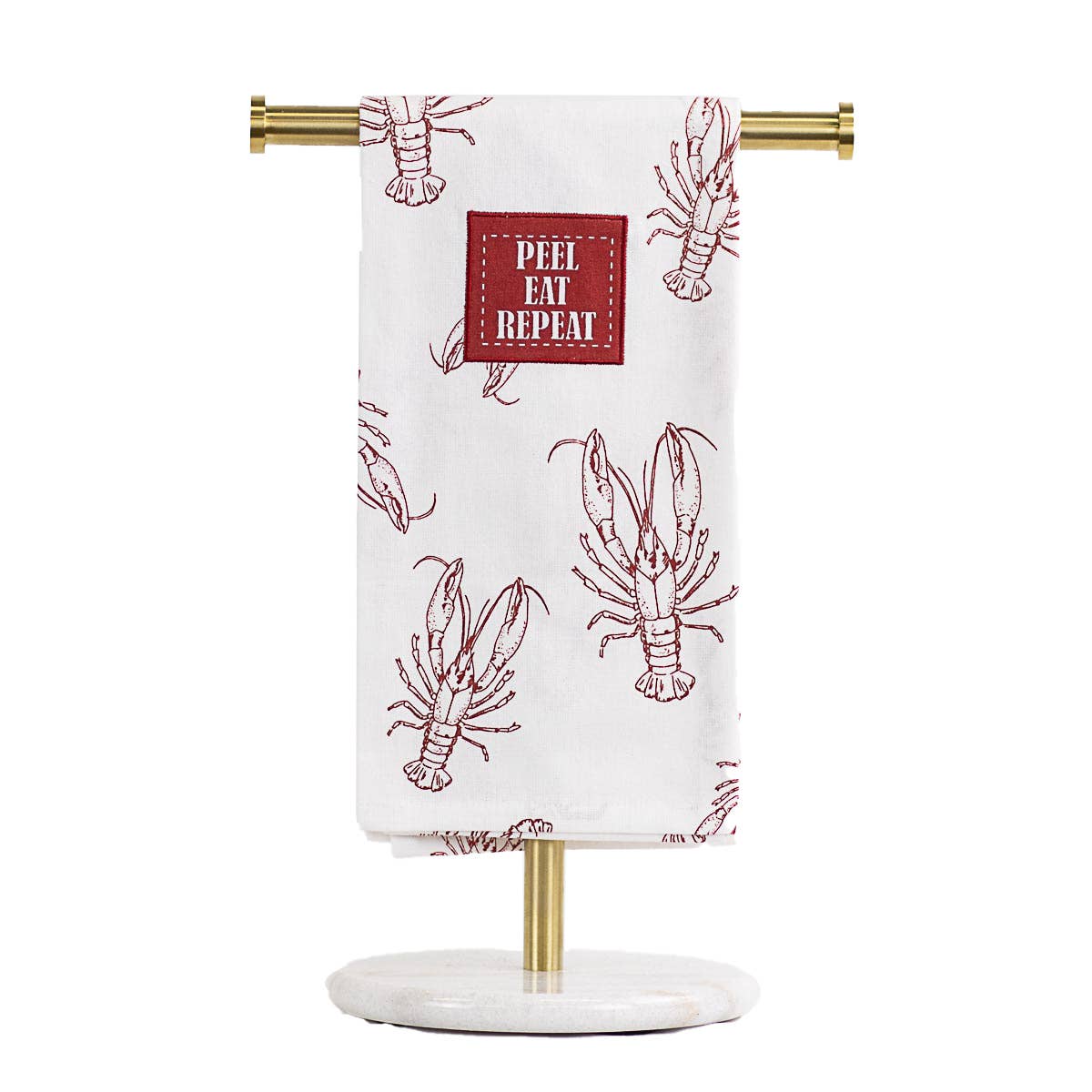 Peel Eat Repeat Crawfish Hand Towel White/Red 20x28