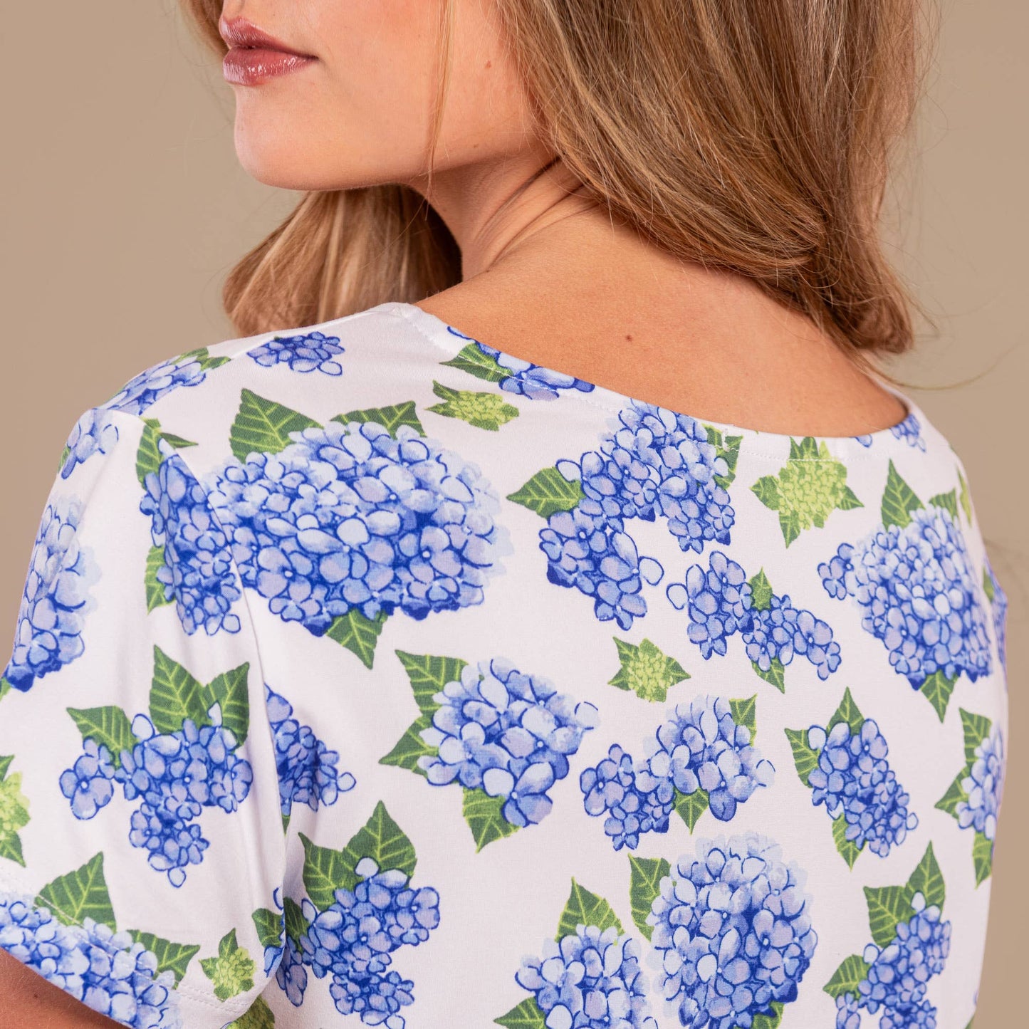 Blue Hydrangea Pajama Set (Top and Pants)