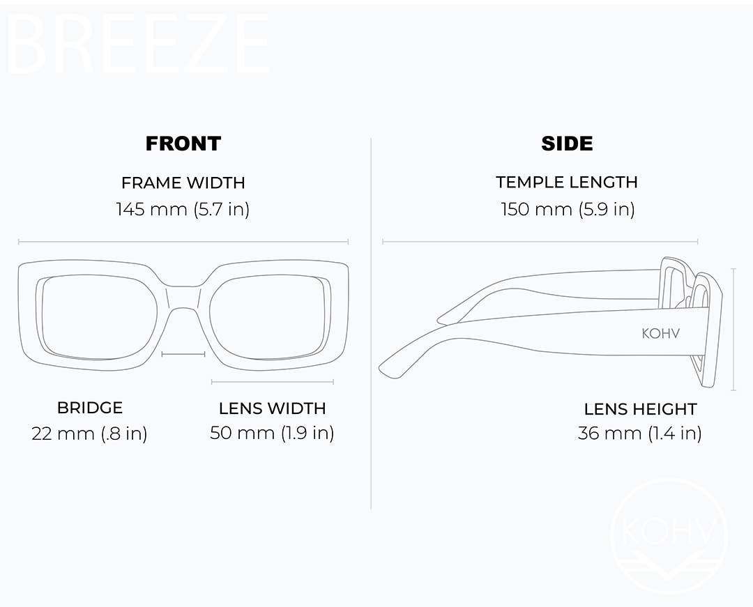 BREEZE MIDNIGHT Polarized Rectangle Fashion Sunglasses