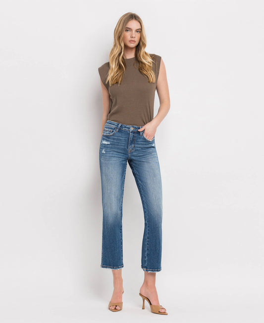HIGH RISE CROP STRAIGHT JEANS