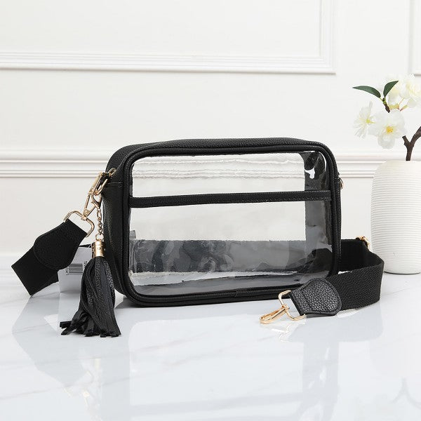 Black Clear Cross Body with Tassel