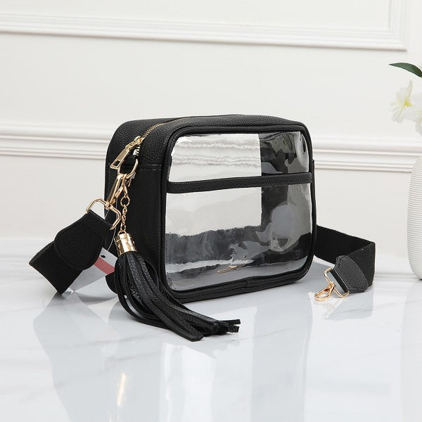 Black Clear Cross Body with Tassel