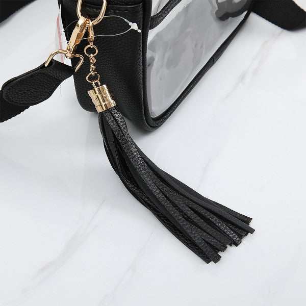 Black Clear Cross Body with Tassel