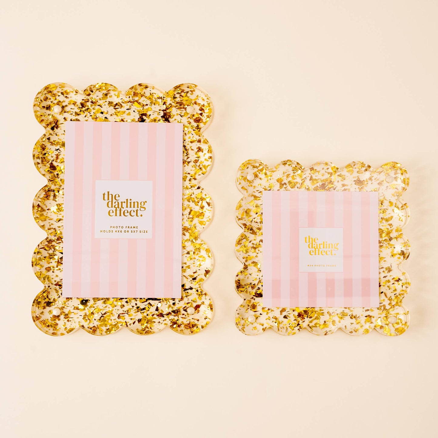 Square Scalloped Acrylic Frame-Confetti Gold