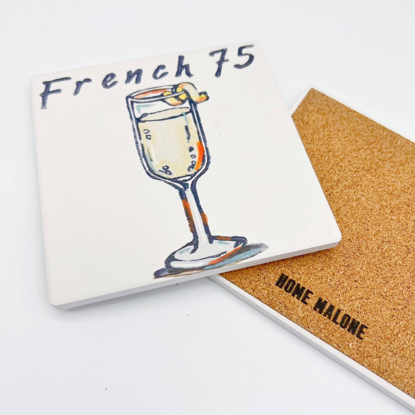 French 75 Coaster Brunch Drink Absorbable Stone