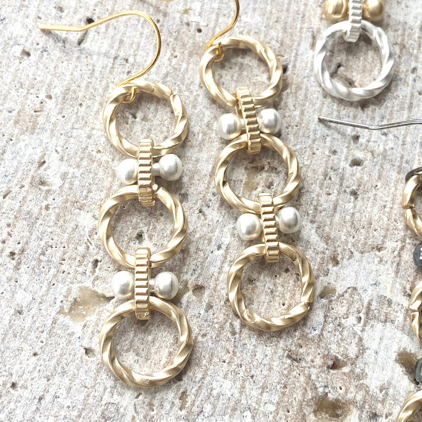 Handmade earrings matte metal