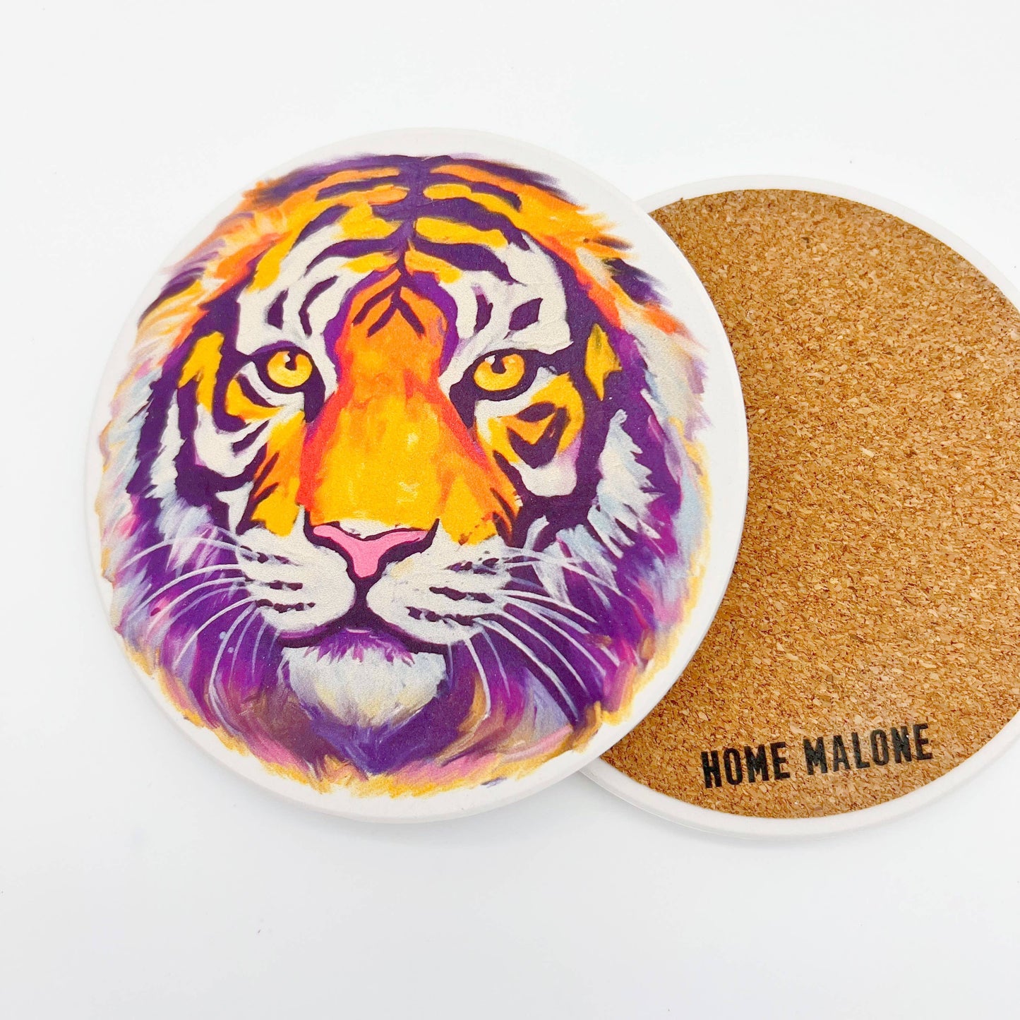 Purple and Gold Tiger Head Coaster - Louisiana Baton Rouge