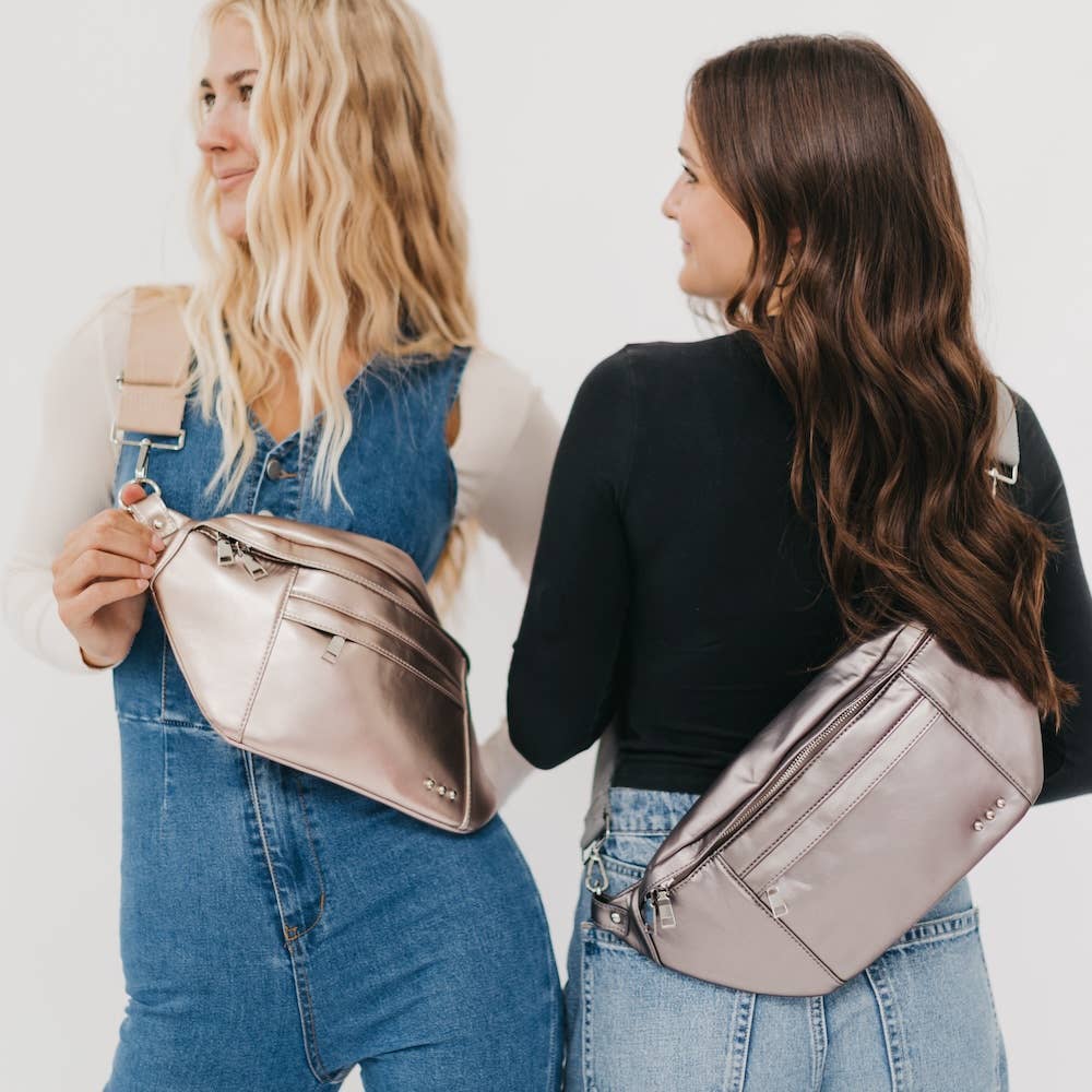 Gray Metallic Marley Oversized Bum Bag