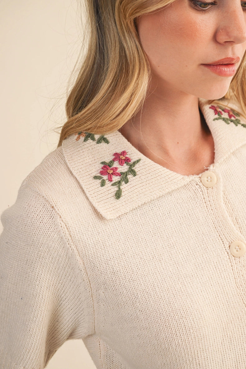 Maggie Embroidered Collar Knit top