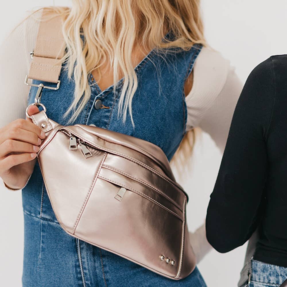 Gray Metallic Marley Oversized Bum Bag