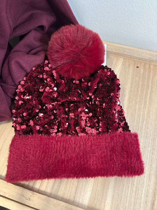 Maroon Sequin Beanie