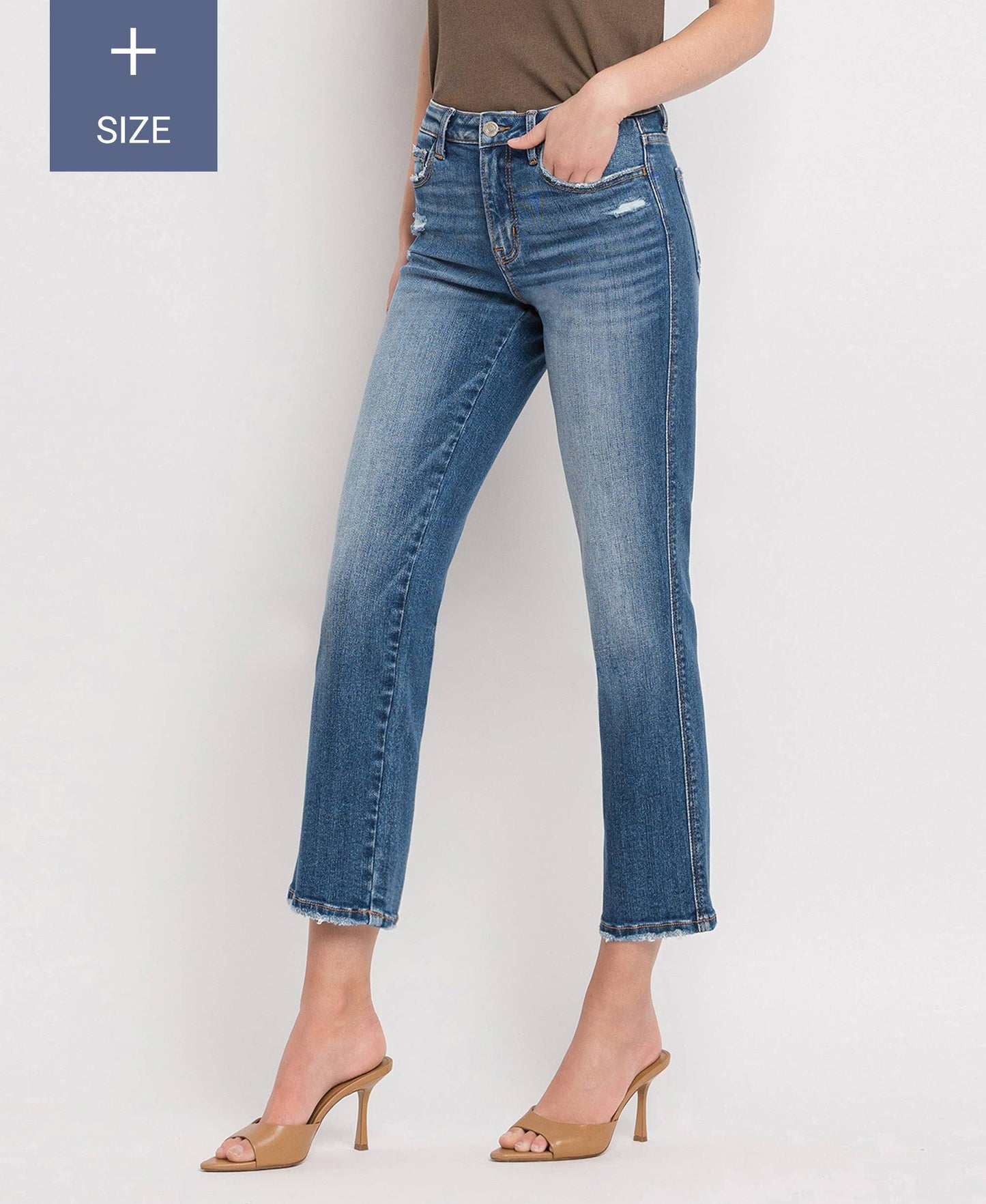 Curvy High Rise Crop Straight Jeans