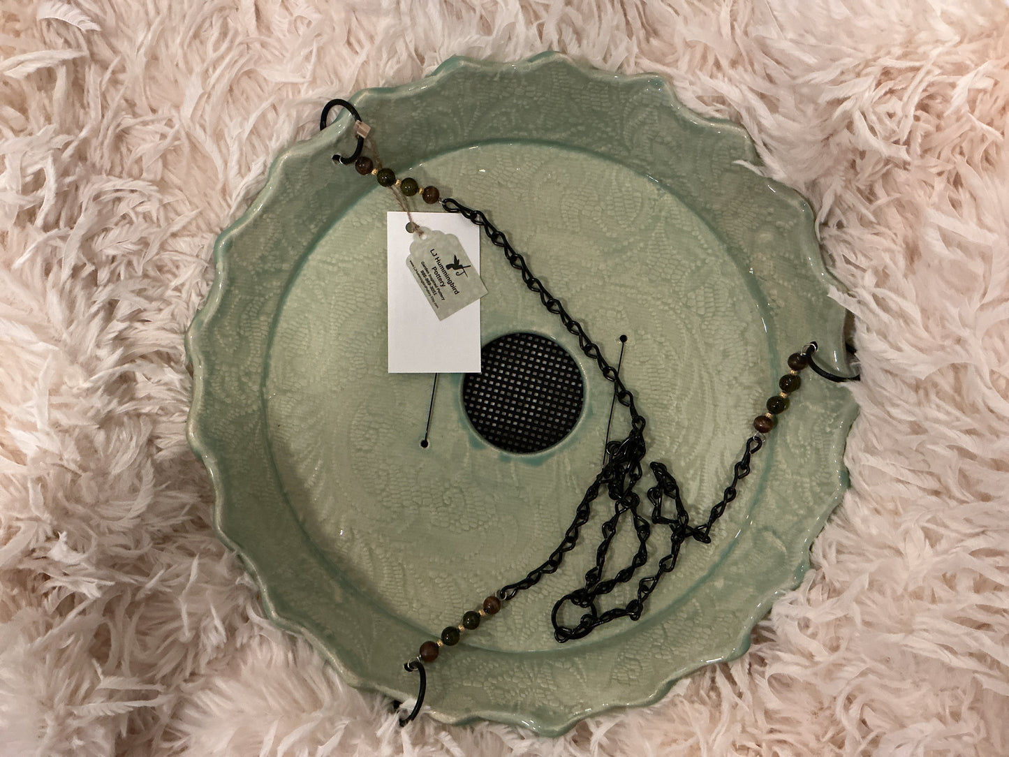 Scalloped Bird Feeder Light Green