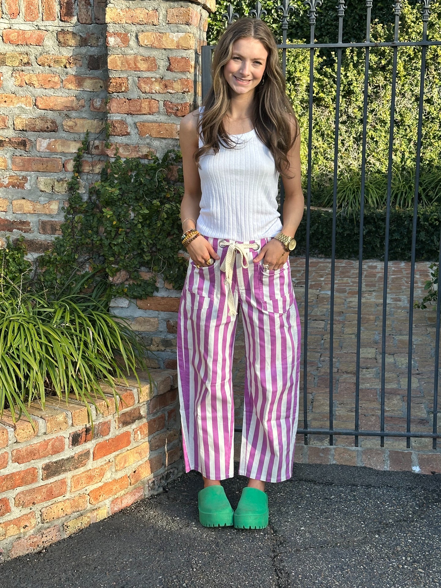 Belle Purple Striped Pants