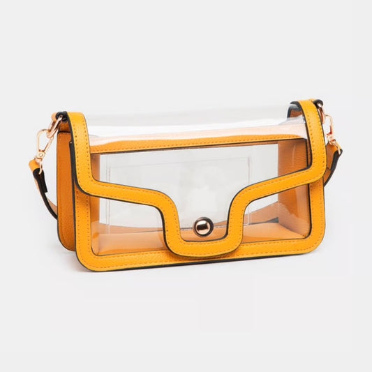 Yellow Clear Vegan Leather Crossbody/Wristlet/Clutch