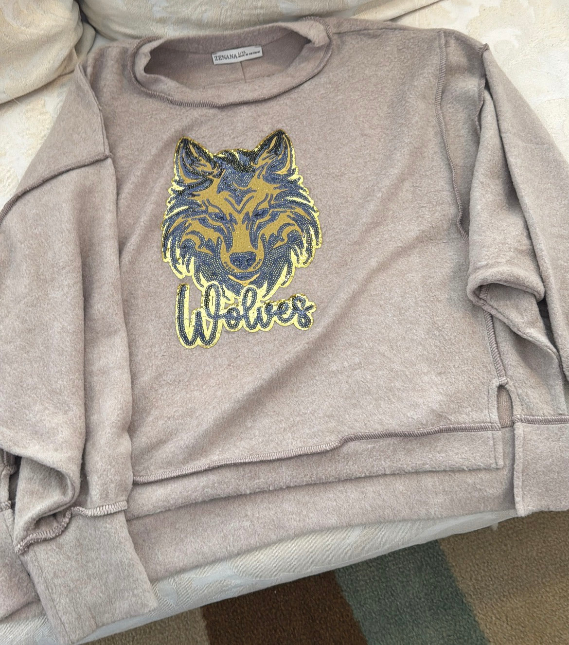 CC Wolf light tan sweatshirt