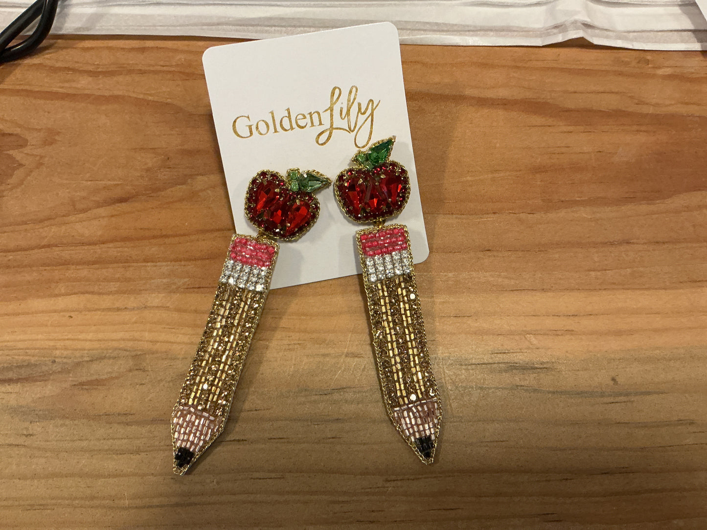 Pencil with Apple Earrings