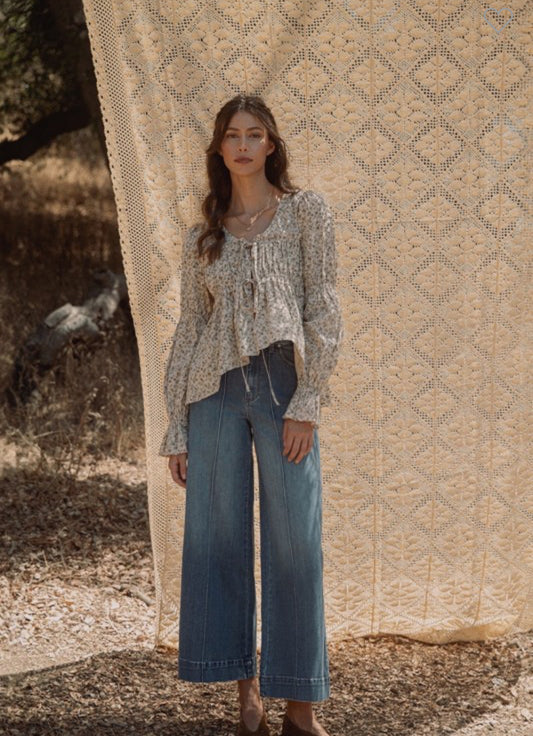 Stretch High Rise Pin Tuck Detail Jeans