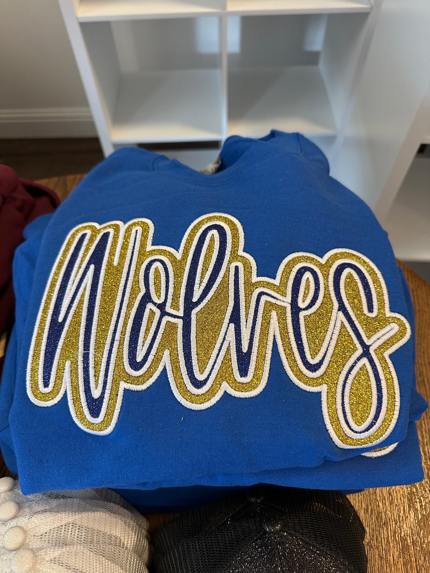 St Paul's WOLVES Double Glitter Double Embroidery Crewneck Sweatshirt