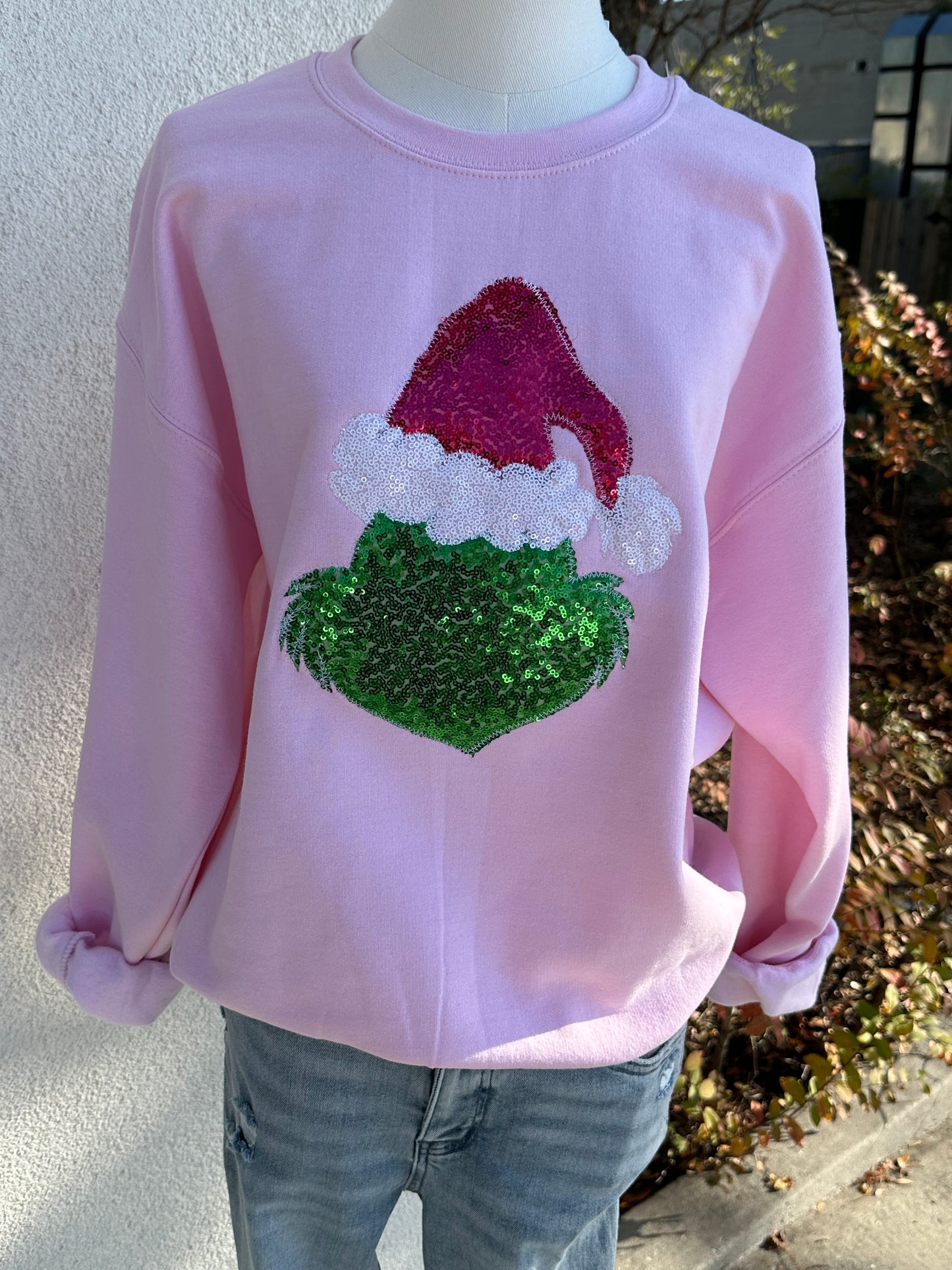 Pink Merry Grinch Crewneck