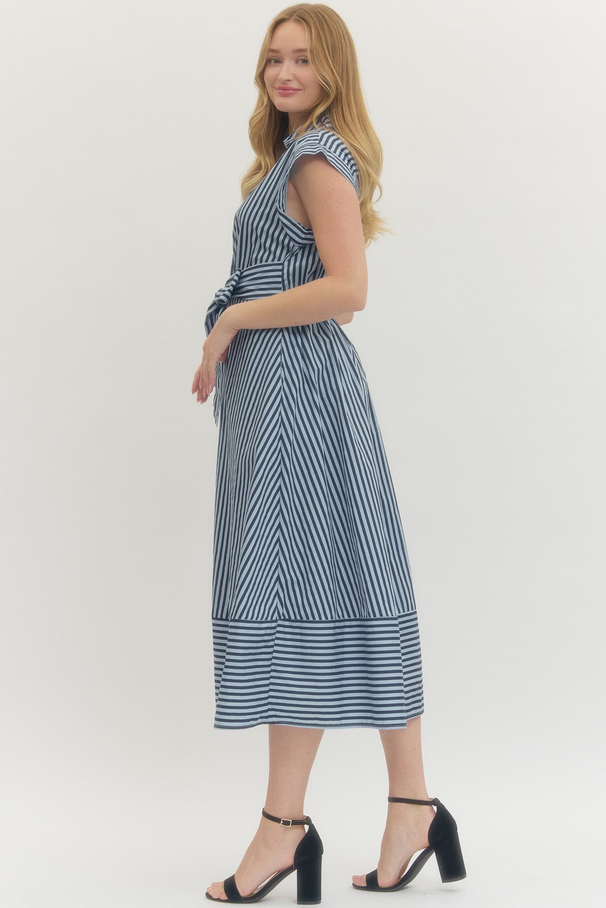 Fairview Navy Striped Midi Dress