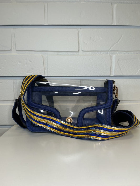 CC Royal and Blue Stripe Sequin Beaded Purse Strap