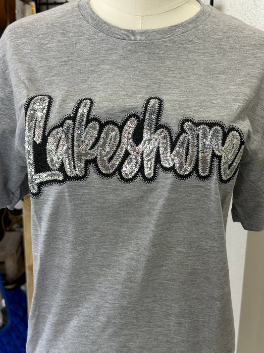 Lakeshore Sequin Embroidered Short Sleeve T shirt