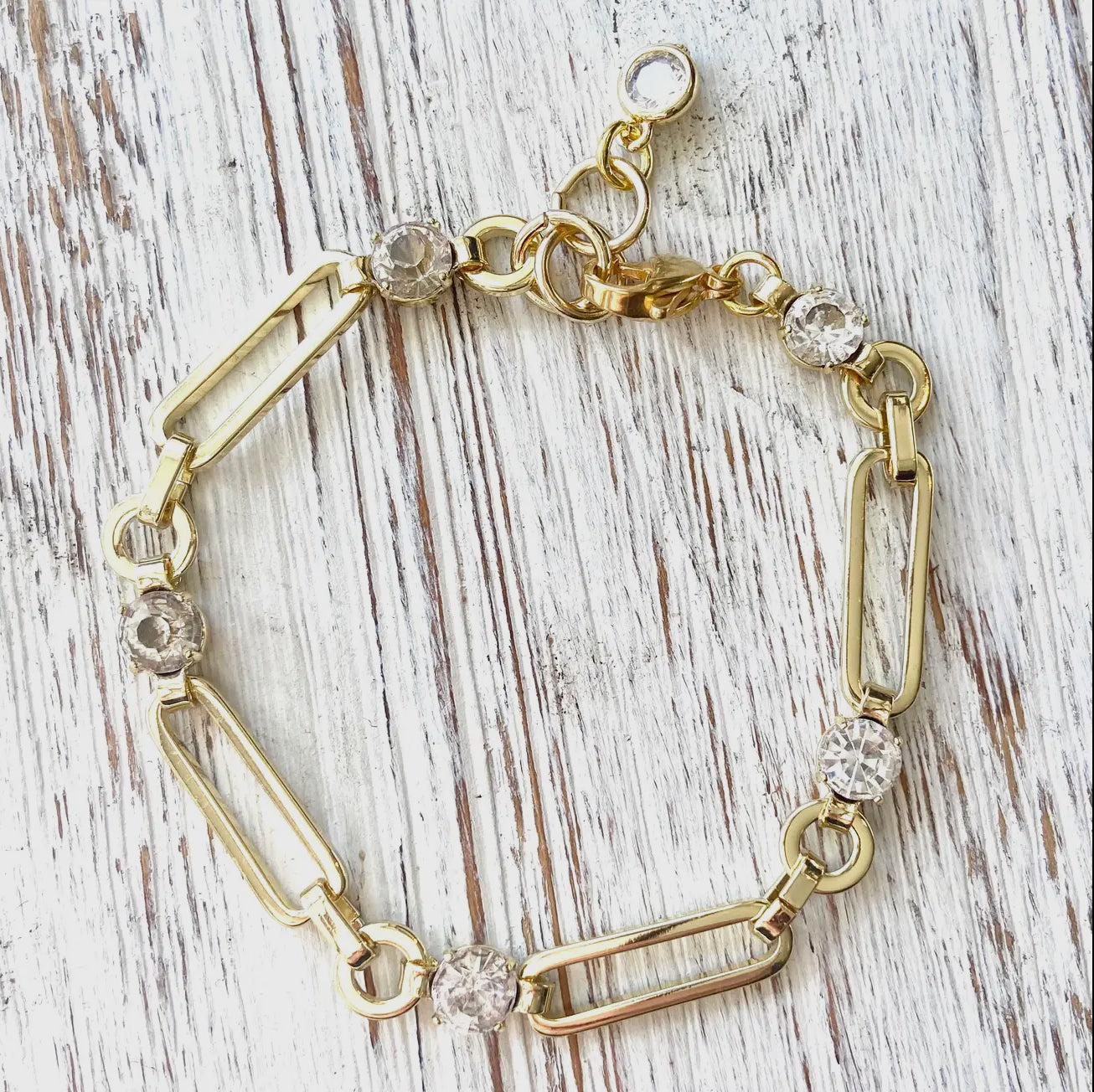 Paperclip & Crystal Bracelet