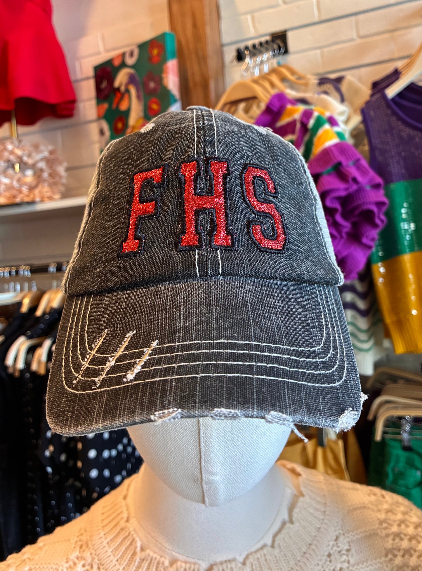 FHS Distressed Glitter Baseball Cap