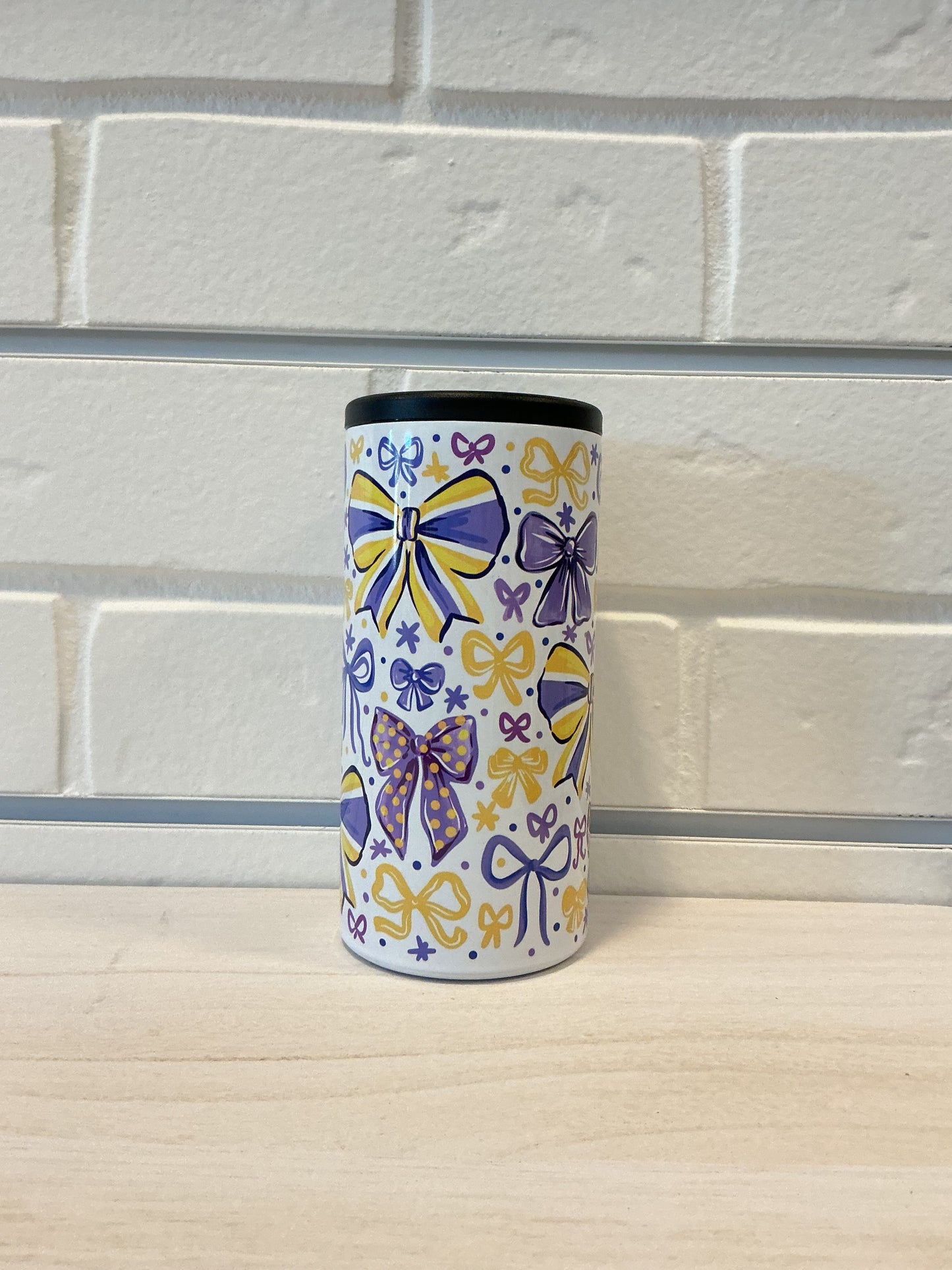 LSU Bow Slim Can Cooler