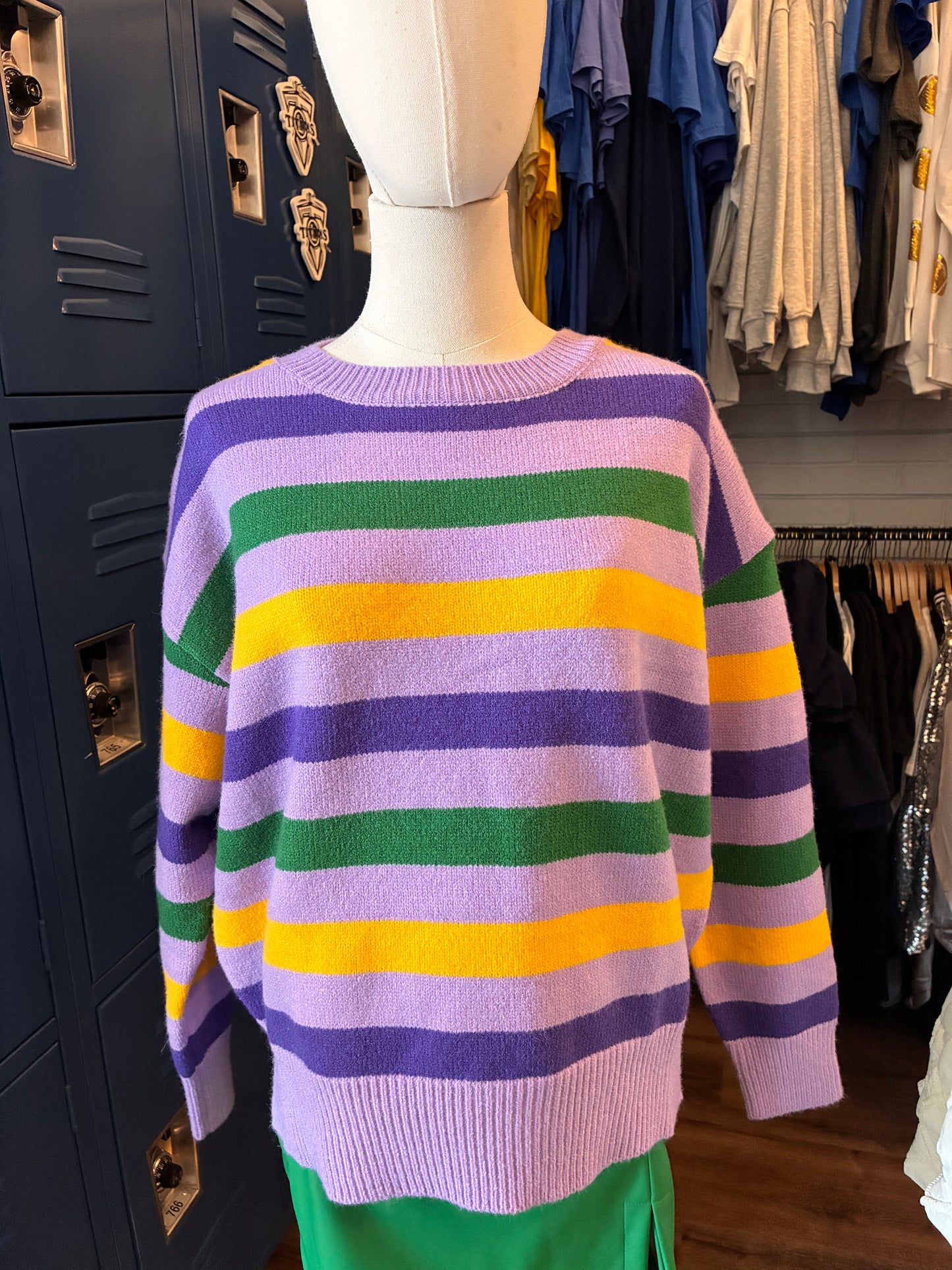 Classic Mardi Gras Stripes Sweater