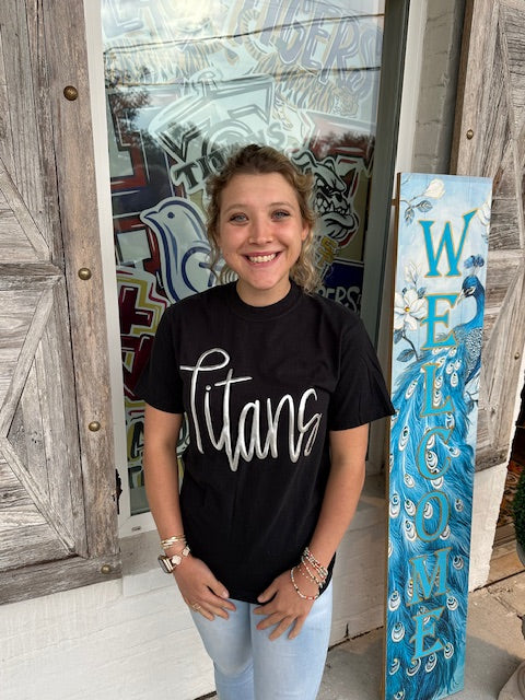 Titans Jumbo Cursive Metallic Puff T shirt