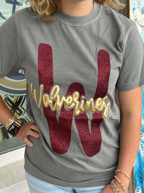 Wolverine Double Font Puff Glitter Tee