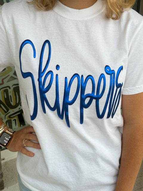Skippers Jumbo Cursive Metallic Puff T shirt