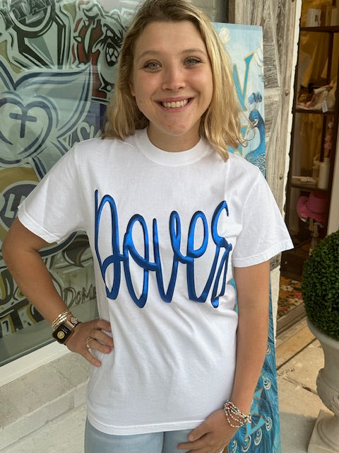 Doves Jumbo Cursive Metallic Puff T shirt