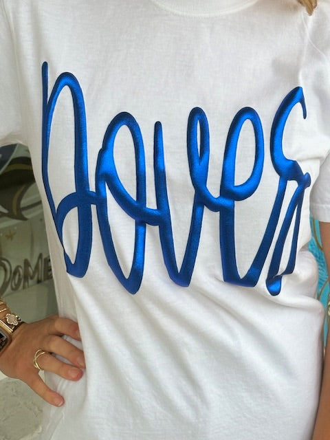 Doves Jumbo Cursive Metallic Puff T shirt
