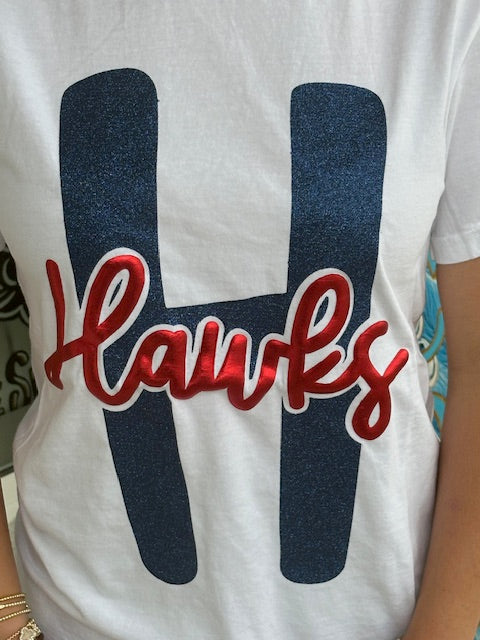 Hawks Double Font Puff Glitter Tee