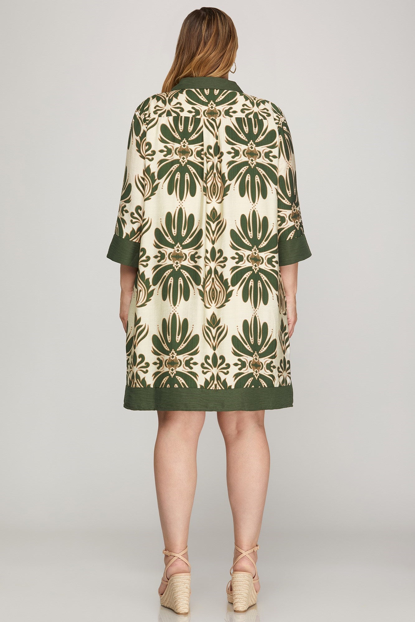 Half sleeve printed mini dress with pockets - The Curvy Collection