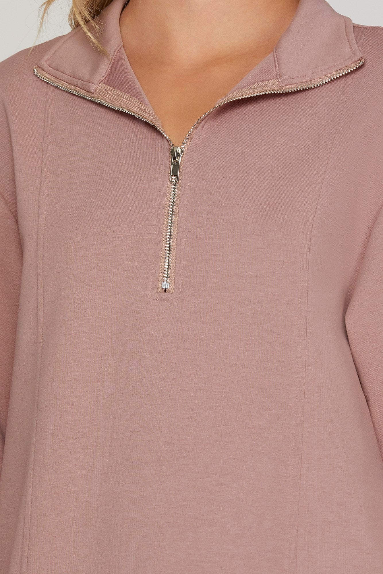 Mauve Pink Short Sleeve 1/2 zip Dress